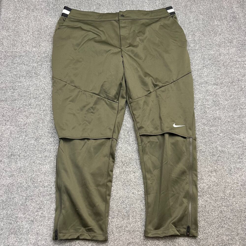 Nike Golf Club Pants XXL Green Loose Fit FQ1162-325 Zipper Leg Stretch Dri-FIT